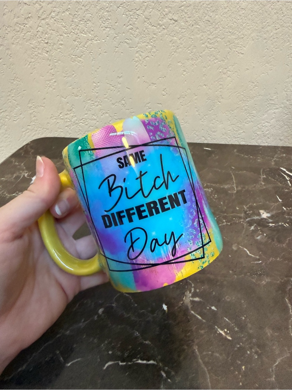 Same Bich Different Day Colorful Handmade Coffee Mug